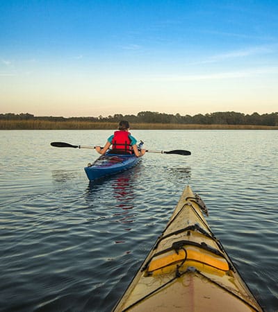 Two people kayaking