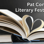 Open book with pages folded into a heart shape, text reads Pat Conroy Literary Festival..